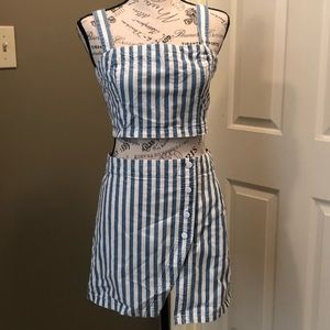 Blue and White stripped two piece set